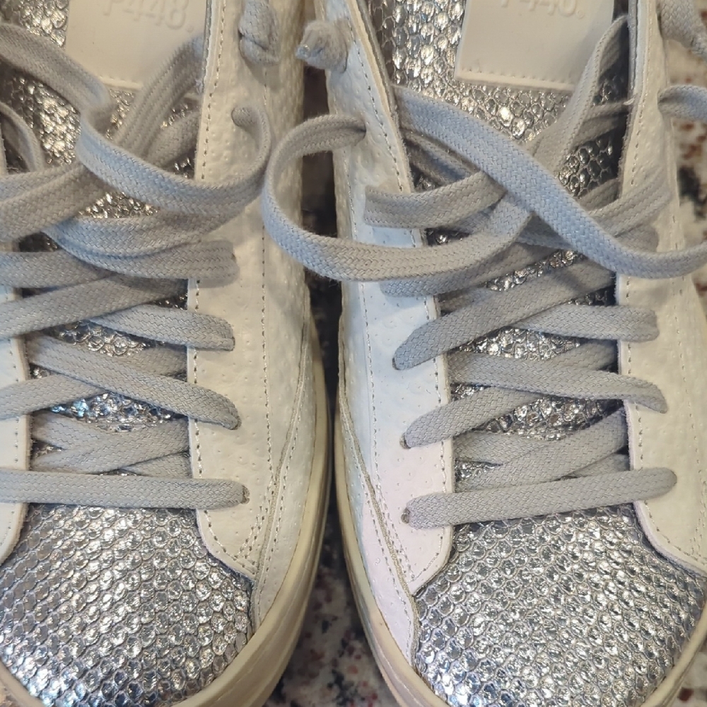 Silver and White Women's Sneakers